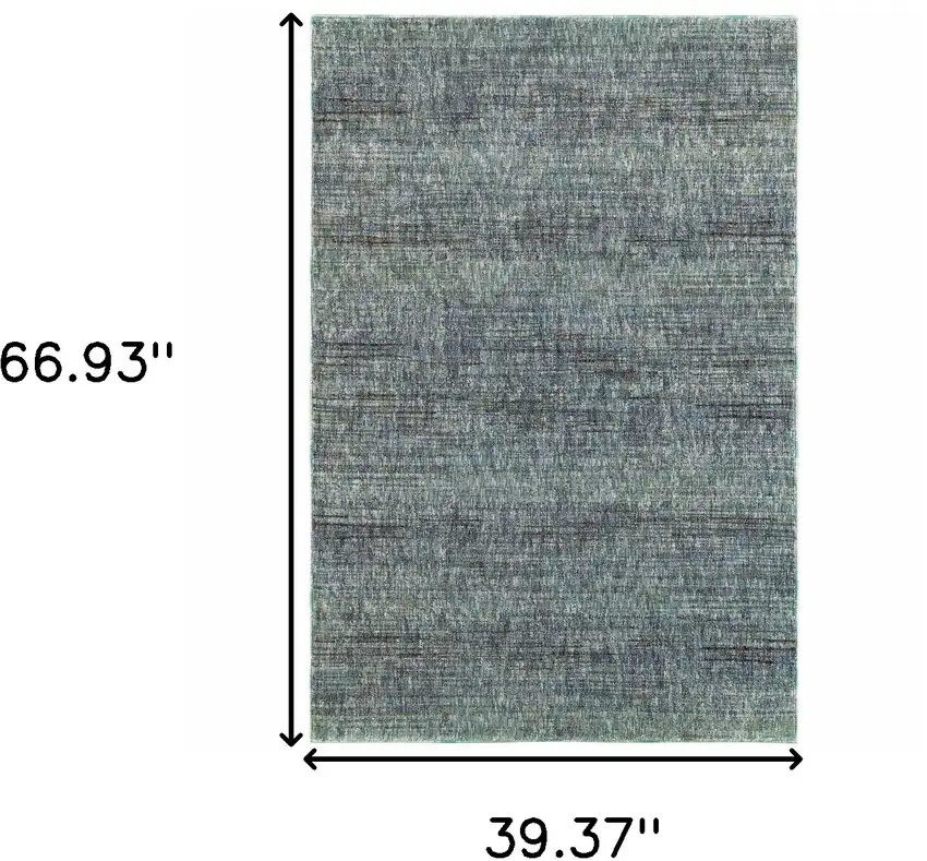 Blue Grey Silver And Green Power Loom Stain Resistant Area Rug Photo 6