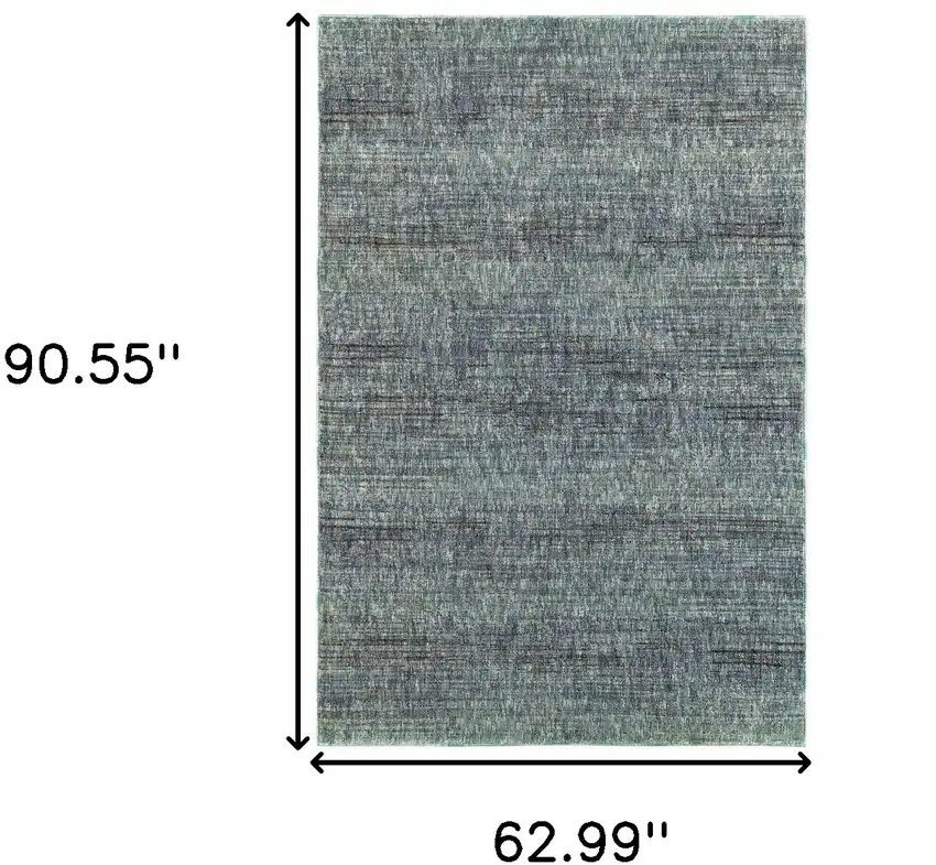 Blue Grey Silver And Green Power Loom Stain Resistant Area Rug Photo 6