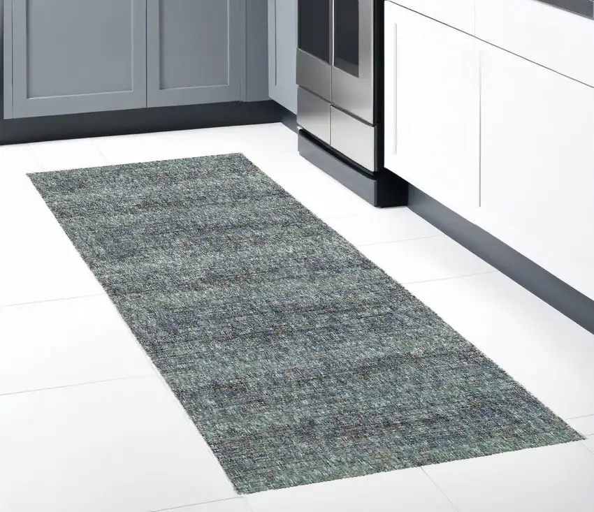 Blue and Gray Power Loom Runner Rug Photo 1