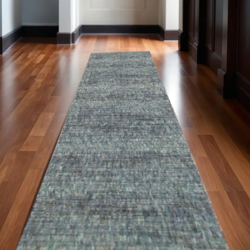 12' Blue Gray And Silver Runner Rug Photo 1