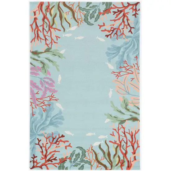 Blue Red And Pink Fish and Coral Hand Tufted Area Rug Photo 2