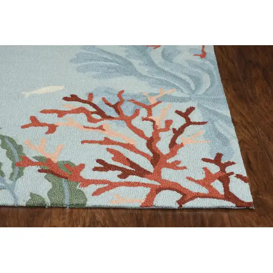 Blue Red And Pink Fish and Coral Hand Tufted Area Rug Photo 5