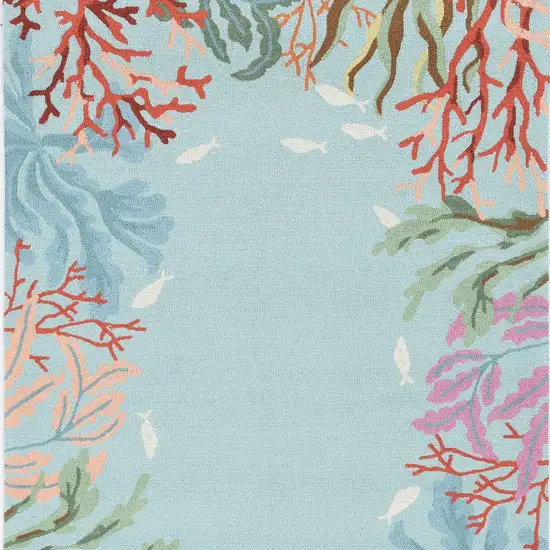 Blue Red And Pink Fish and Coral Hand Tufted Area Rug Photo 8