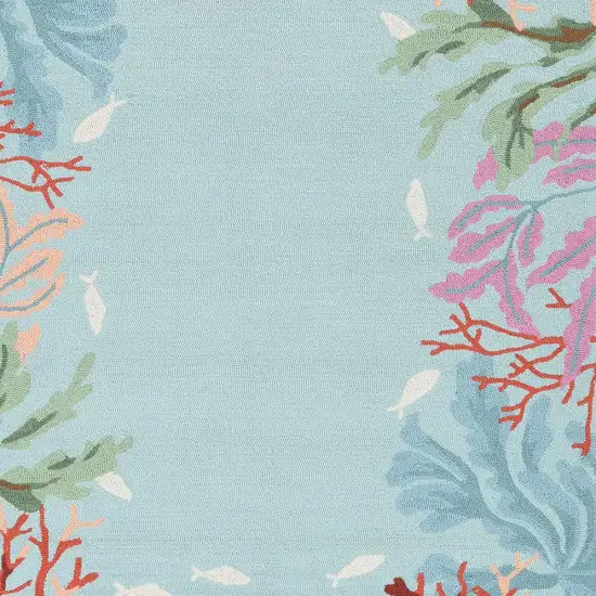 Blue Red And Pink Fish and Coral Hand Tufted Area Rug Photo 5