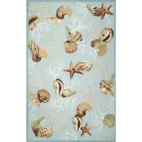 Photo of Blue Hand Hooked Sea Shells Indoor Accent Rug