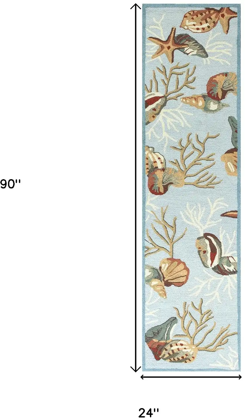 Blue Hand Tufted Runner Rug Photo 3