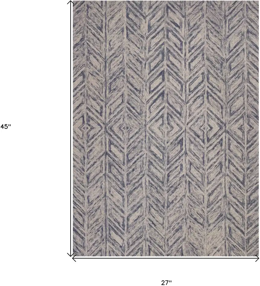 Blue Wool Hand Tufted Area Rug Photo 3
