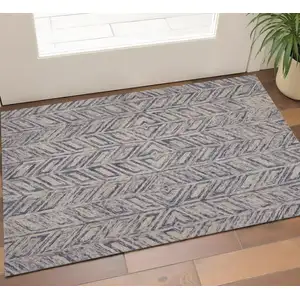 Photo of Blue Hand Tufted Herringbone Indoor Accent Rug