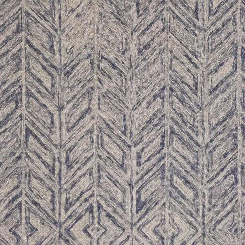Blue And Beige Wool Chevron Hand Tufted Area Rug Photo 5
