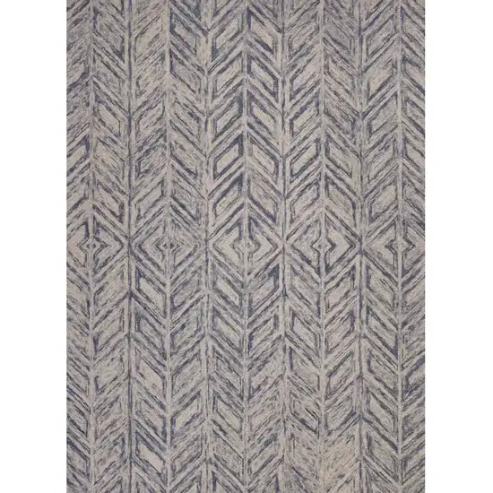 Blue And Beige Wool Chevron Hand Tufted Area Rug Photo 2