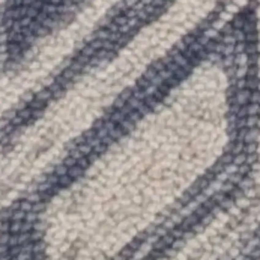 Blue And Beige Wool Chevron Hand Tufted Area Rug Photo 7