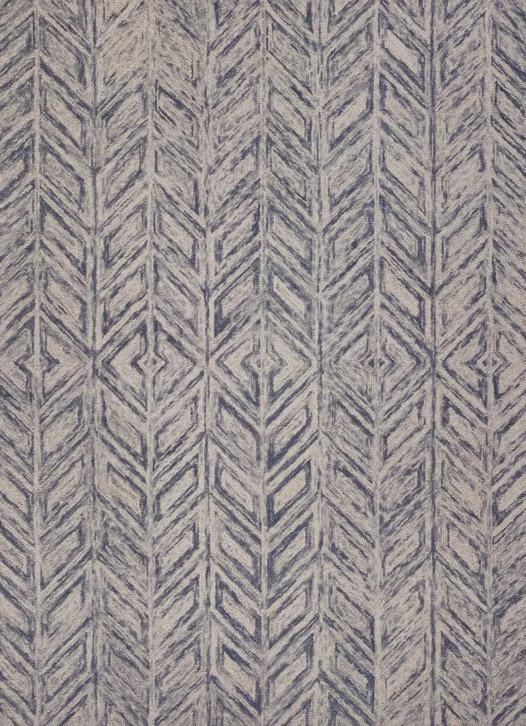 Blue Hand Tufted Herringbone Indoor Area Rug Photo 3