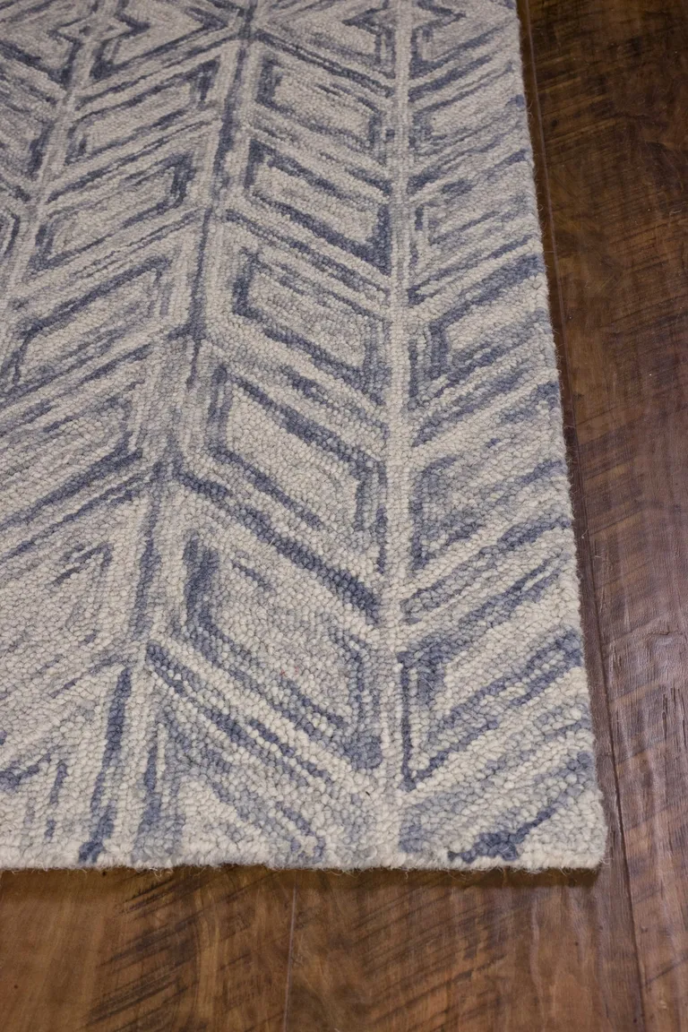 Blue Hand Tufted Herringbone Indoor Area Rug Photo 5
