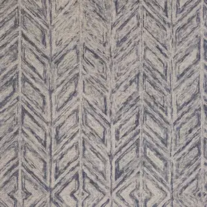 Photo of Blue Hand Tufted Herringbone Indoor Area Rug