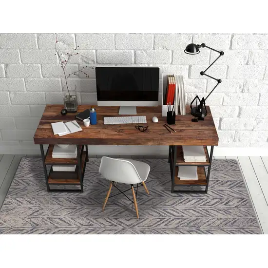 Blue And Beige Wool Chevron Hand Tufted Area Rug Photo 8