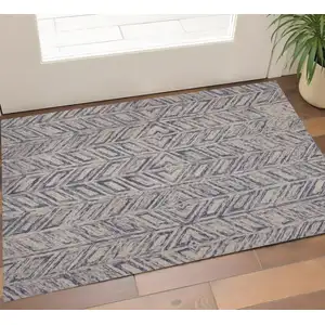 Photo of Blue Hand Tufted Herringbone Indoor Area Rug
