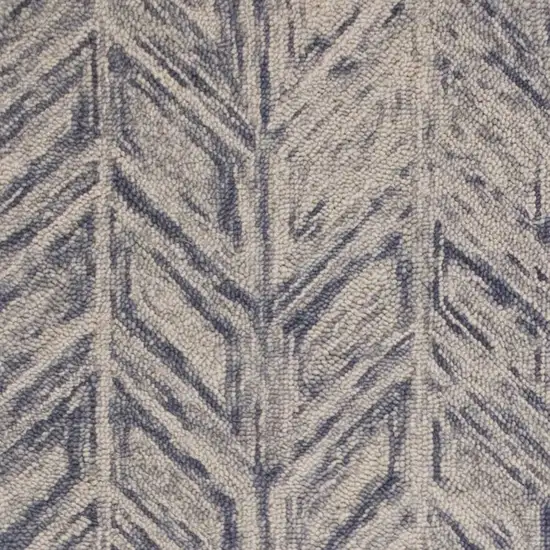 Blue And Beige Wool Chevron Hand Tufted Area Rug Photo 9
