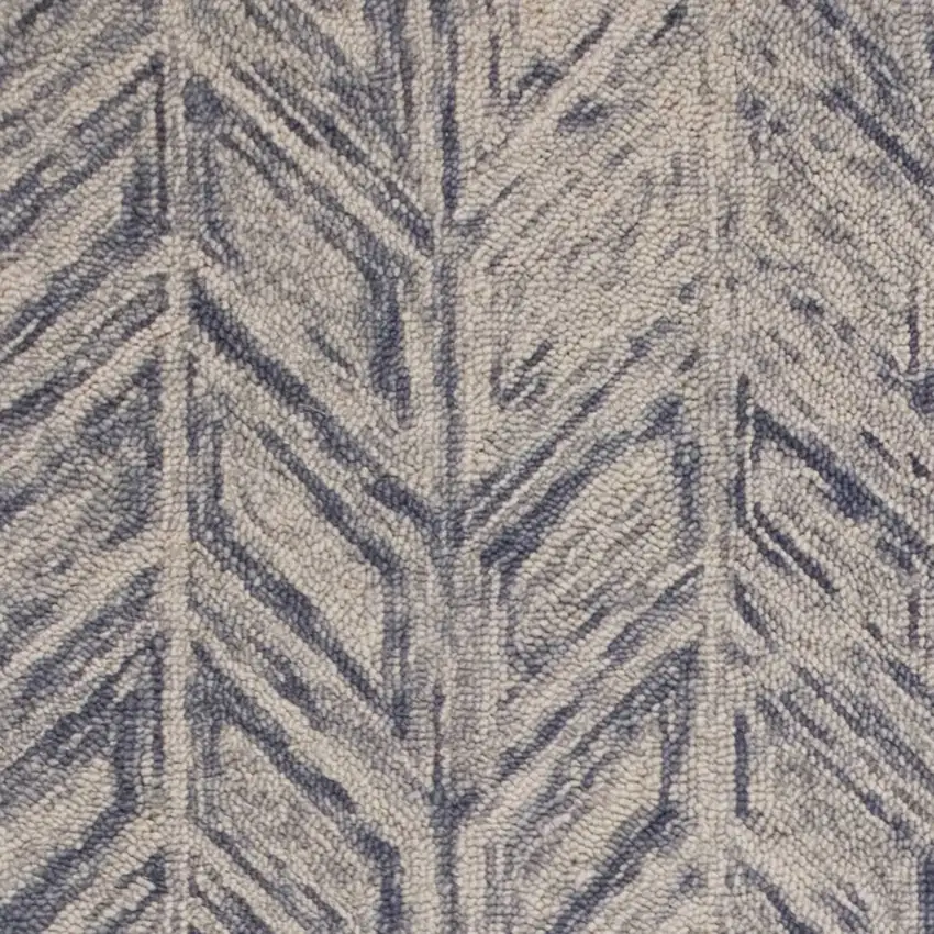 Blue And Beige Wool Chevron Hand Tufted Area Rug Photo 9