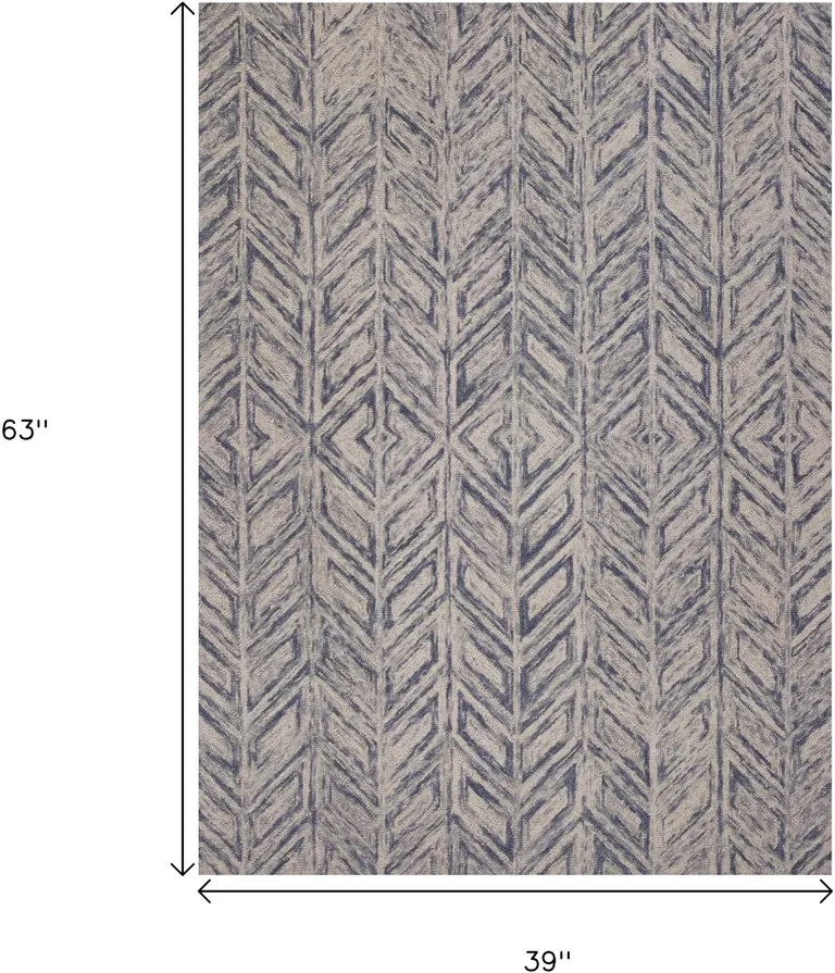 Blue Hand Tufted Herringbone Indoor Area Rug Photo 4