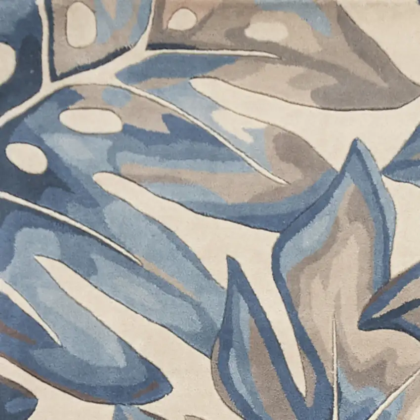 Blue Hand Tufted Oversized Tropical Leaves Indoor Area Rug Photo 2