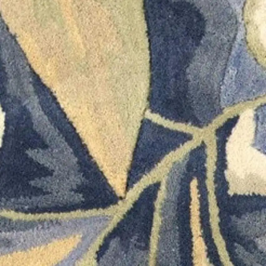 Blue Beige And Green Wool Tropical Botanical Hand Tufted Area Rug Photo 1