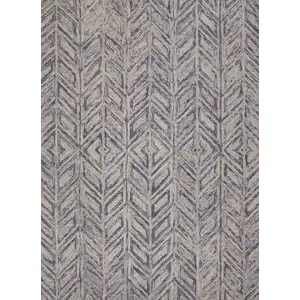 Photo of Blue Hand Tufted Wool Herringbone Indoor Area Rug