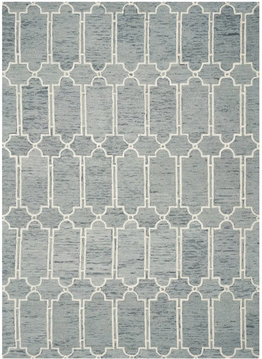 Blue Hand Tufted Wool Herringbone Indoor Area Rug Photo 2