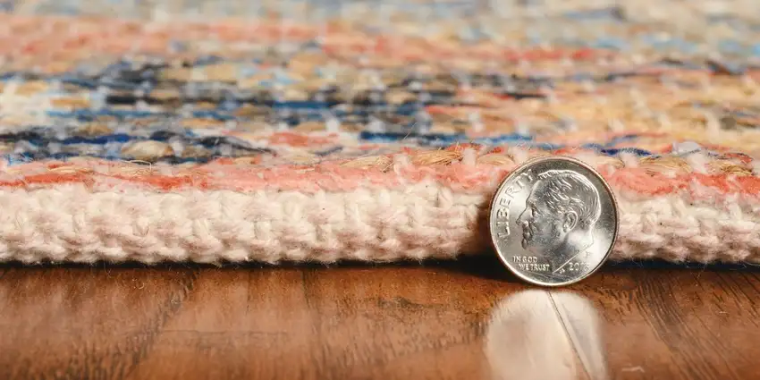Blue Hand Woven Floral Medallion Indoor Area Rug Photo 6