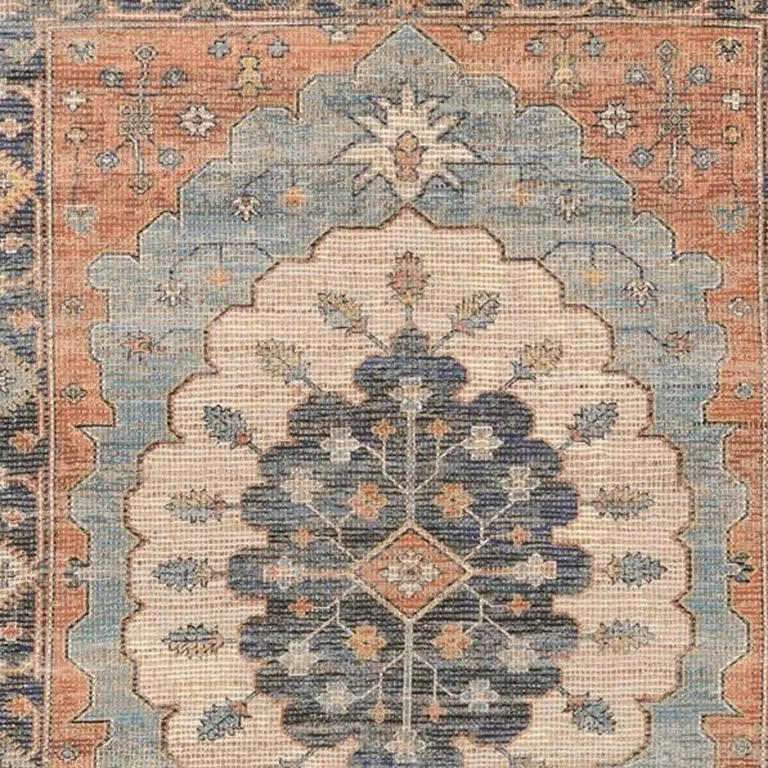 Blue Hand Woven Medallion Indoor Area Rug Photo 1