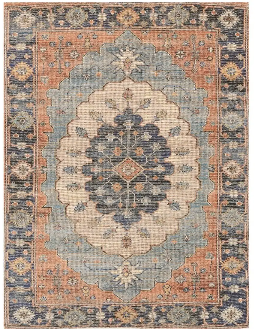 Blue Hand Woven Medallion Indoor Area Rug Photo 2