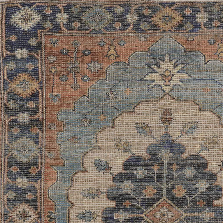 Blue Hand Woven Traditional Medallion Indoor Area Rug Photo 5