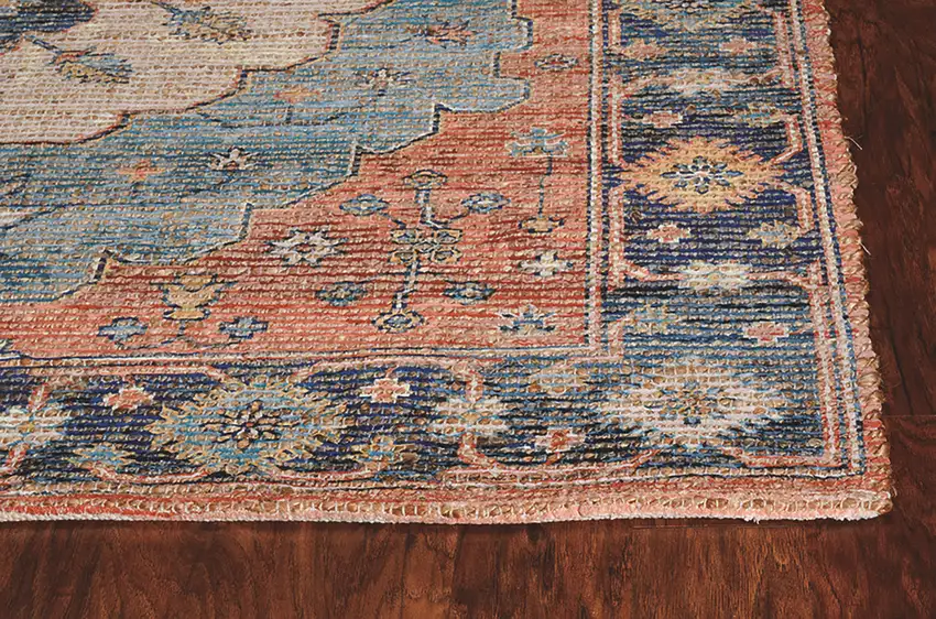 7'X12' Blue Hand Woven Traditional Medallion Indoor Area Rug Photo 5