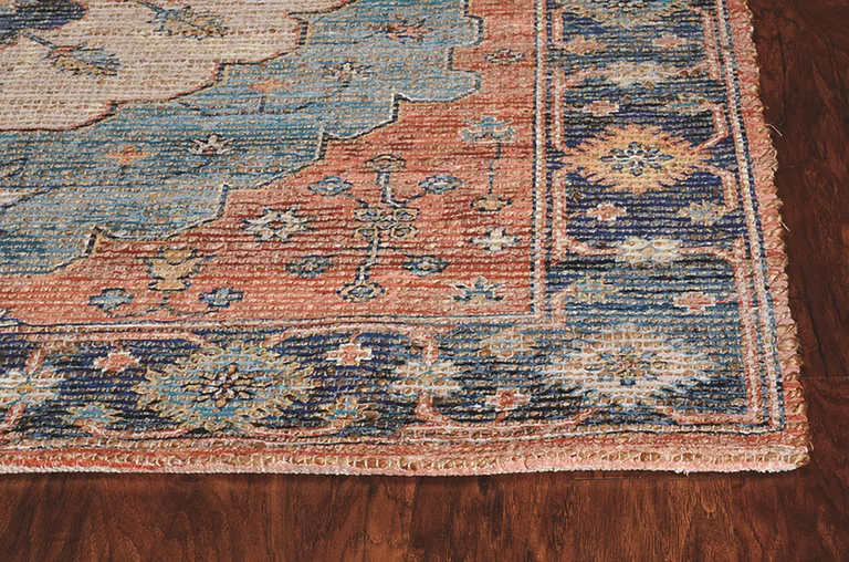 Blue Hand Woven Traditional Medallion Indoor Area Rug Photo 5