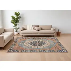 Photo of Blue Hand Woven Traditional Medallion Indoor Area Rug