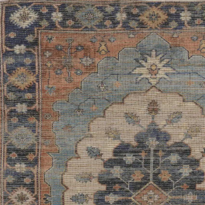 Blue Hand Woven Traditional Medallion Indoor Area Rug Photo 1