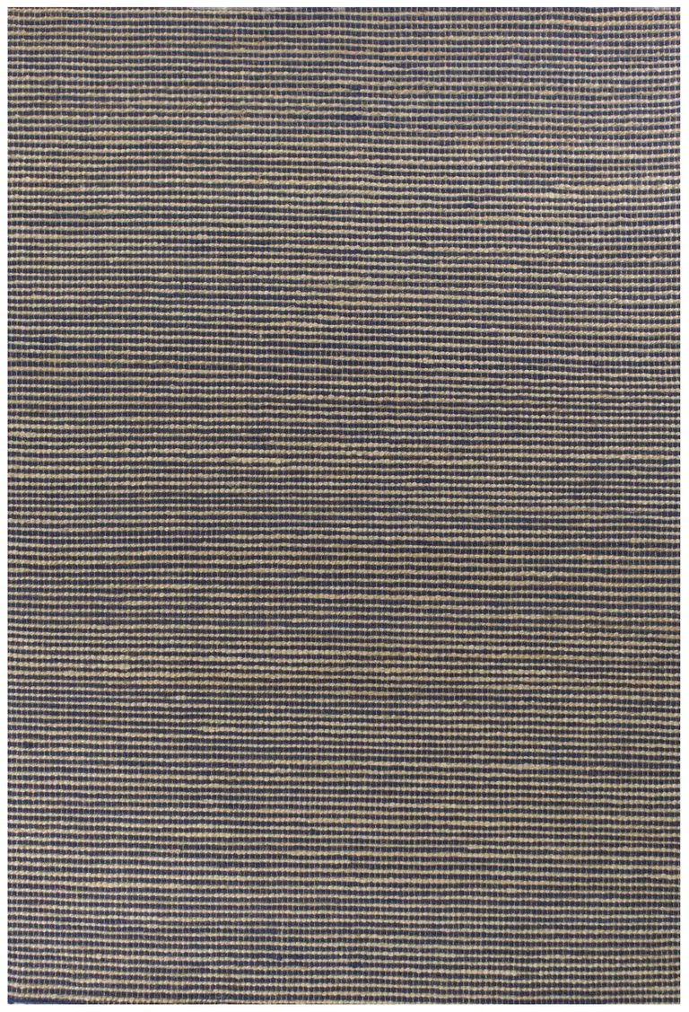 Blue Hand Woven Wool And Jute Indoor Area Rug Photo 5