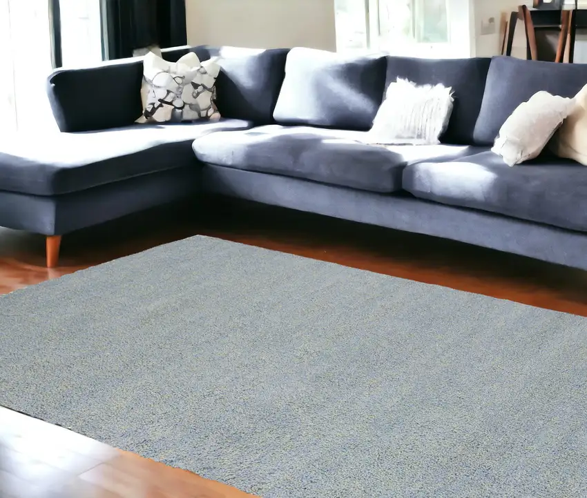 8'X10' Blue Heather Indoor Shag Rug Photo 2