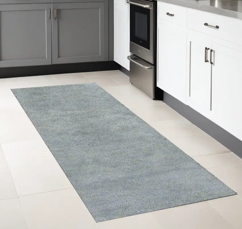 8' Blue Heather Indoor Shag Runner Rug Photo 1