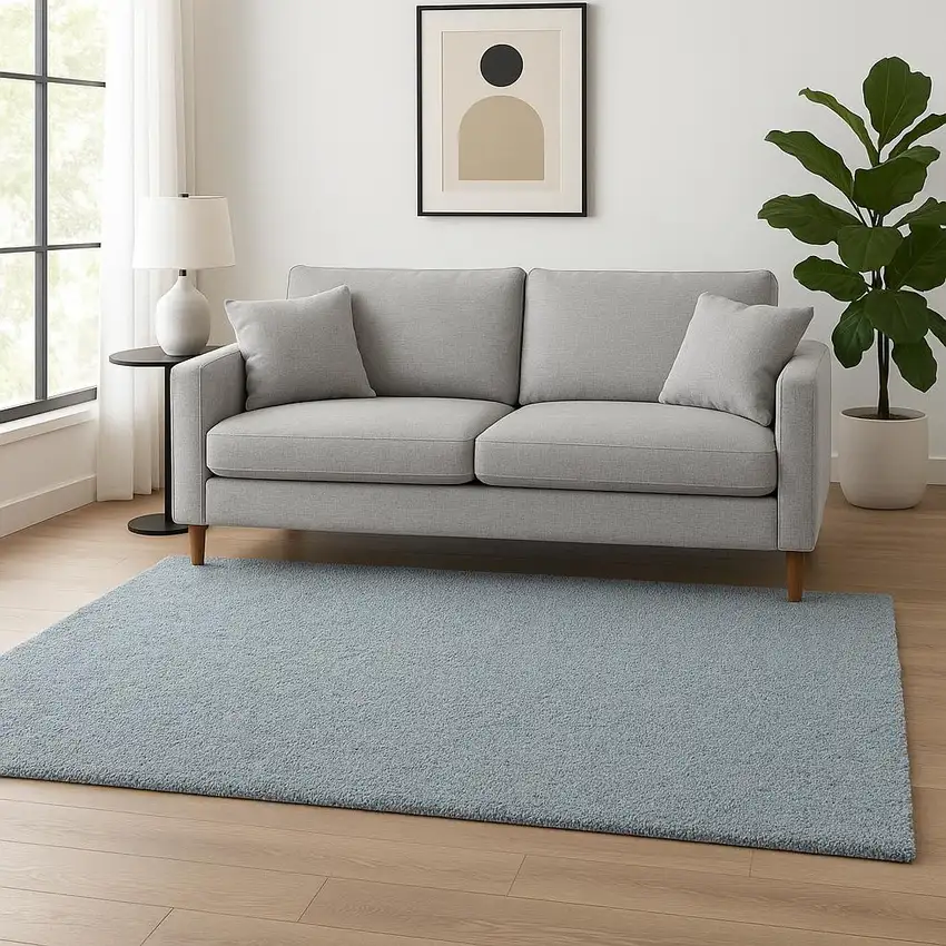 Blue Shag Hand Woven Area Rug Photo 1