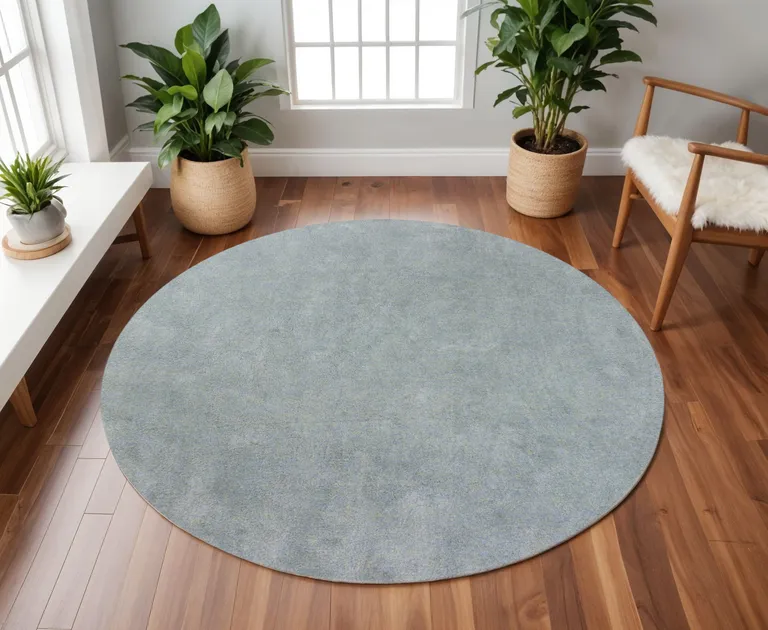 Blue Heather Round Indoor Shag Rug Photo 5