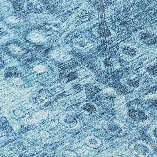 Blue Ikat Washable Indoor Outdoor Area Rug Photo 6