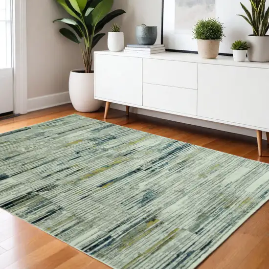 Ivory And Blue Abstract Area Rug Photo 2