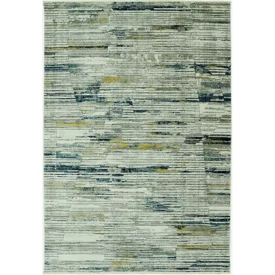 Ivory And Blue Abstract Area Rug Photo 4