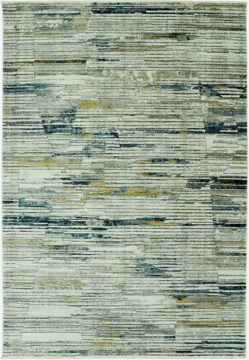Ivory And Blue Abstract Area Rug Photo 4