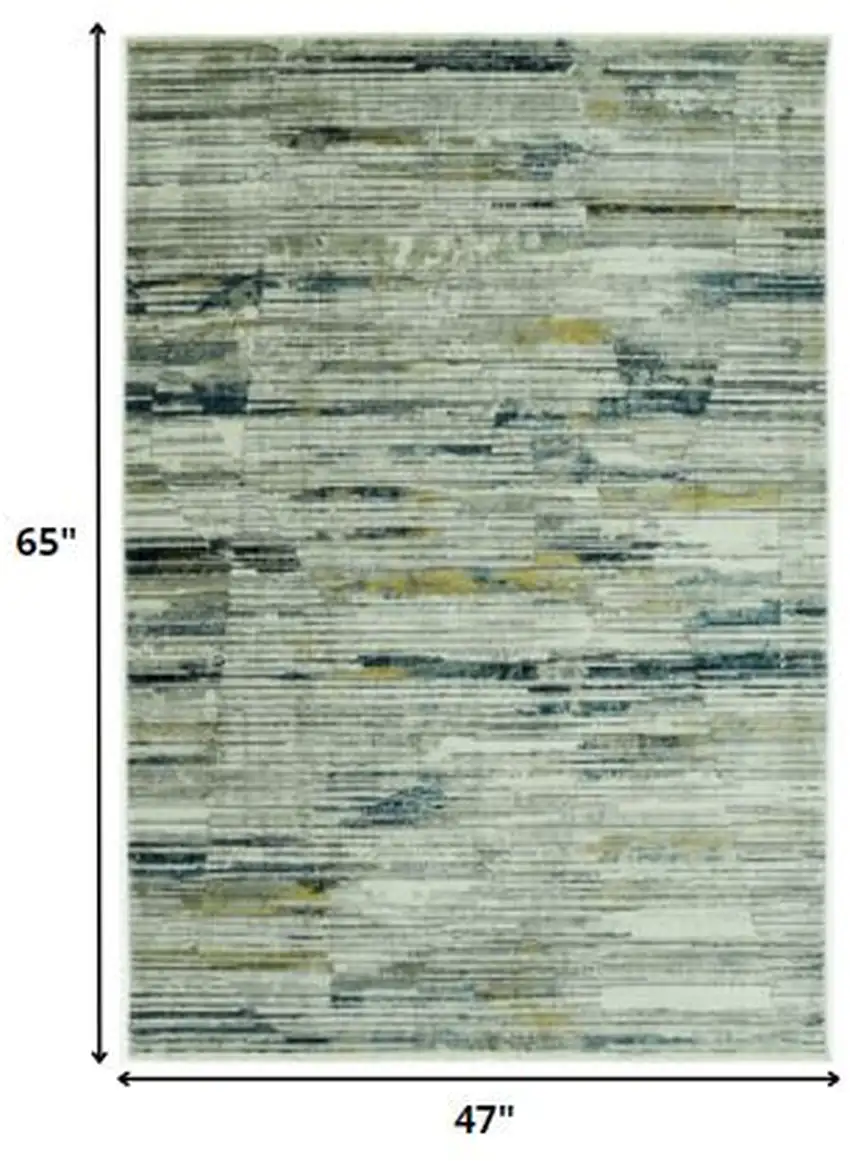 Blue Ivory Abstract Striped Area Rug Photo 4