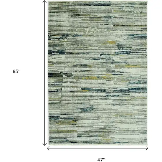 Ivory And Blue Abstract Area Rug Photo 6