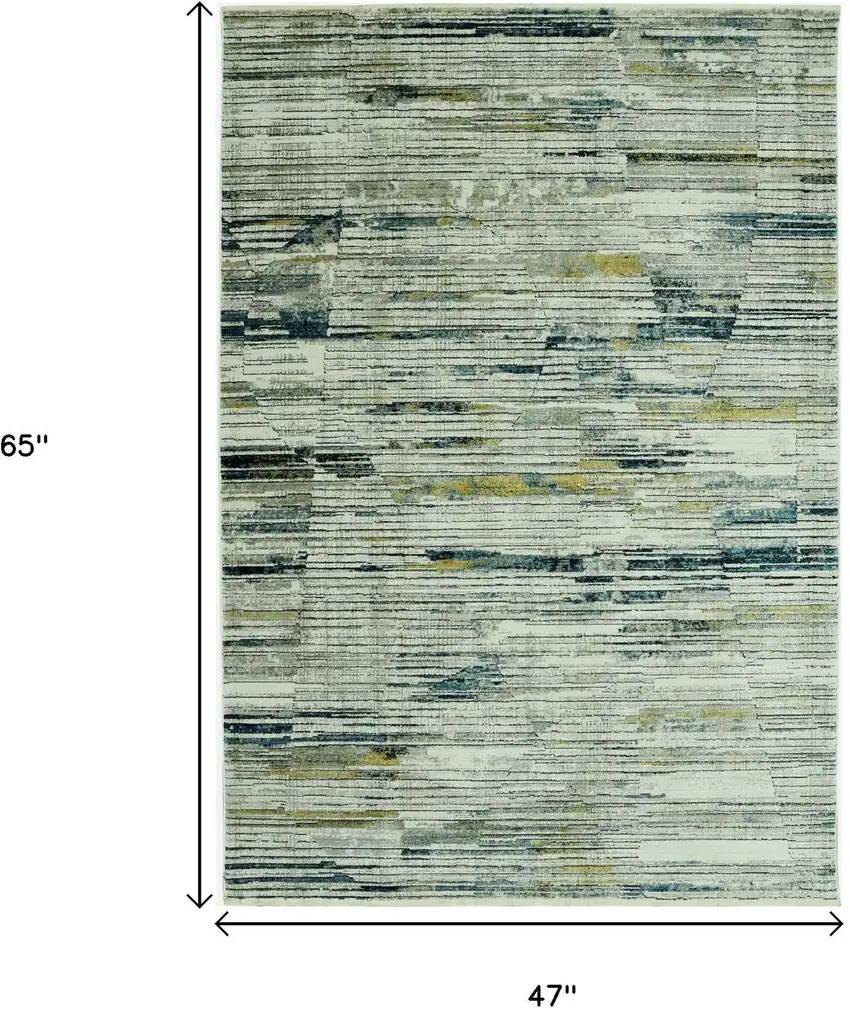 Ivory And Blue Abstract Area Rug Photo 6