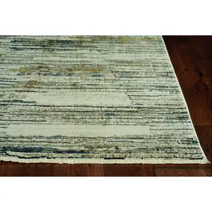 Photo of Blue Ivory Abstract Striped Area Rug