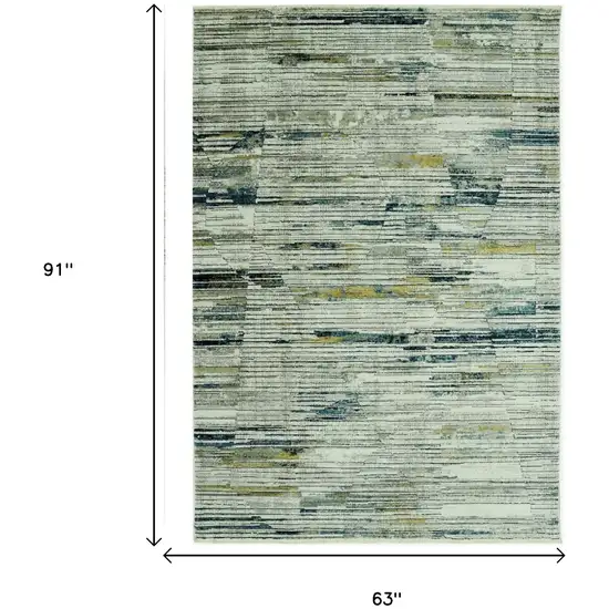 Ivory and Blue Abstract Area Rug Photo 7