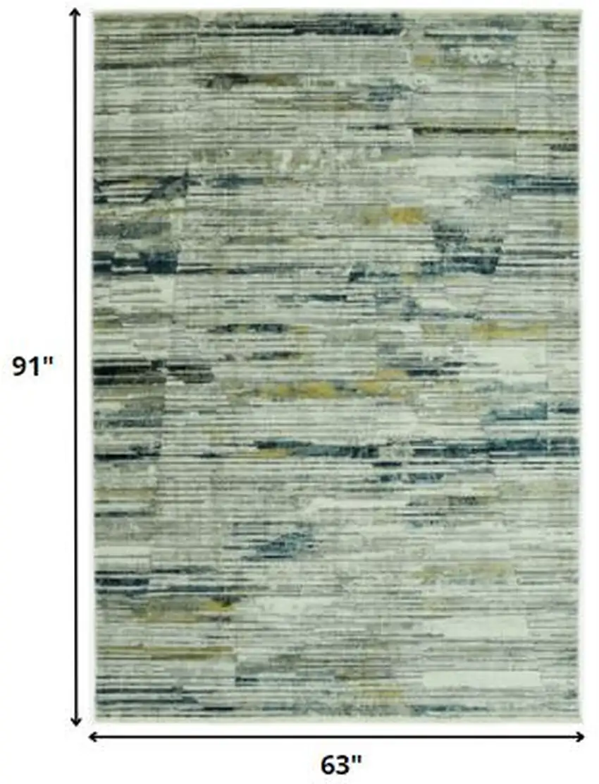 Ivory and Blue Abstract Area Rug Photo 3